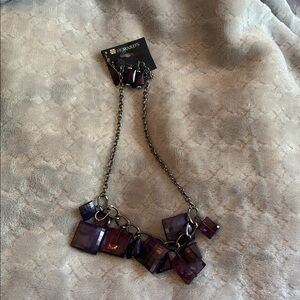 Howards nickel free Purple Geometric Necklace and Earring Set
